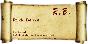 Rikk Benke névjegykártya